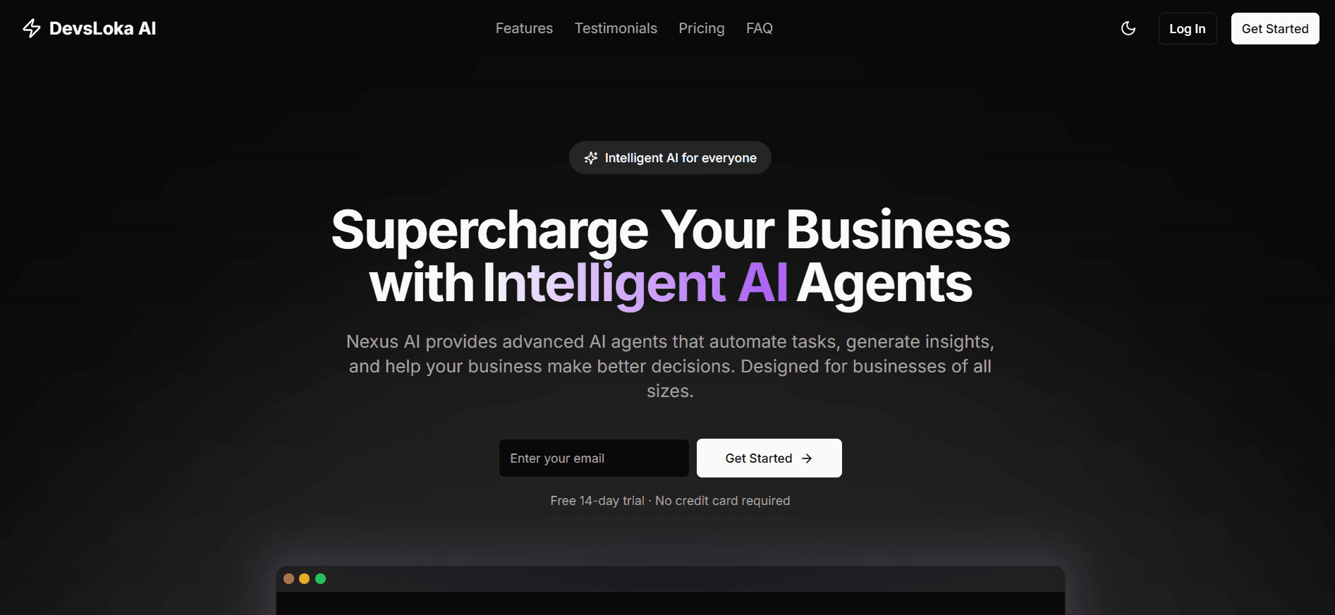 AI Agent Template Landing Page