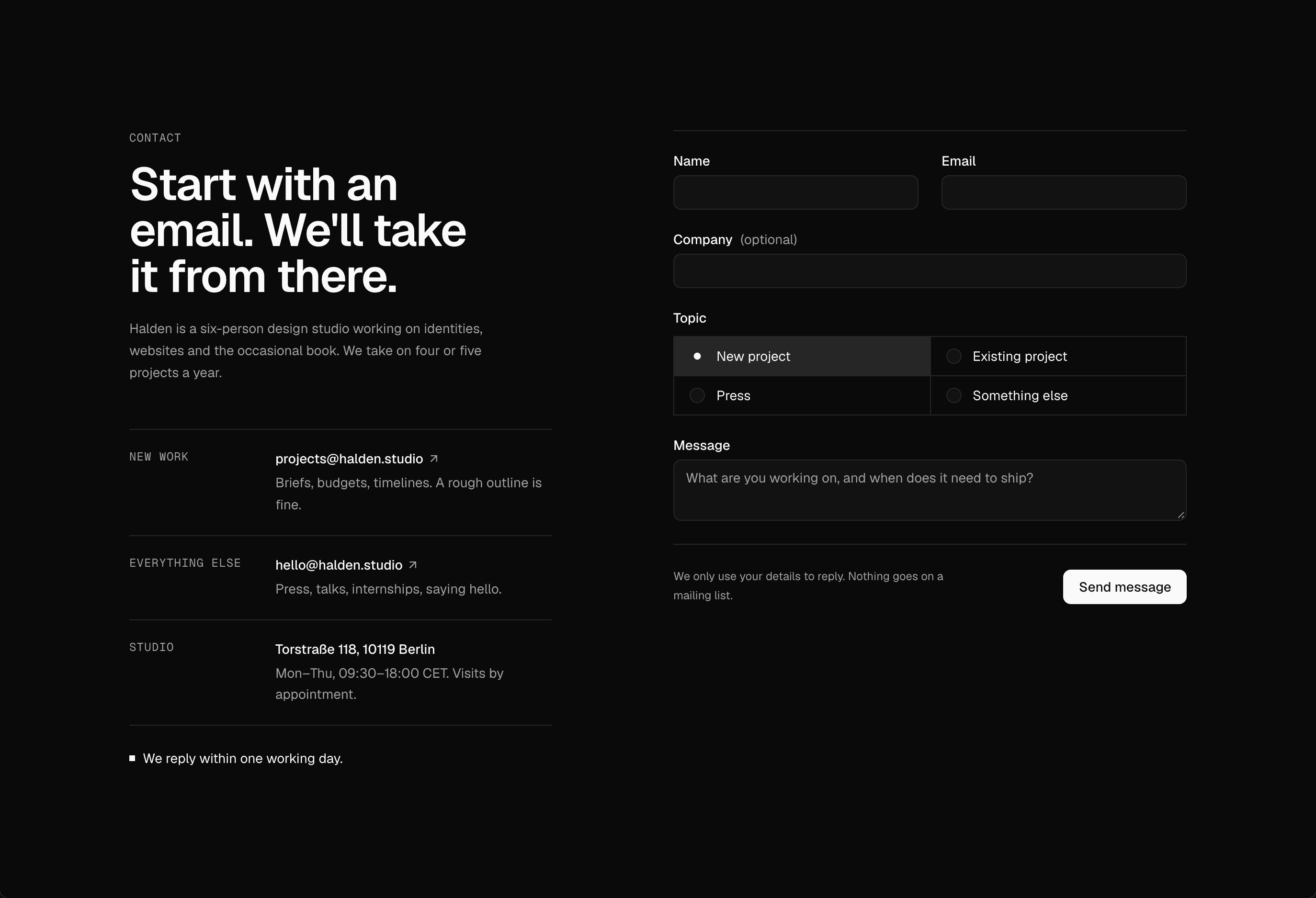 Contact block preview
