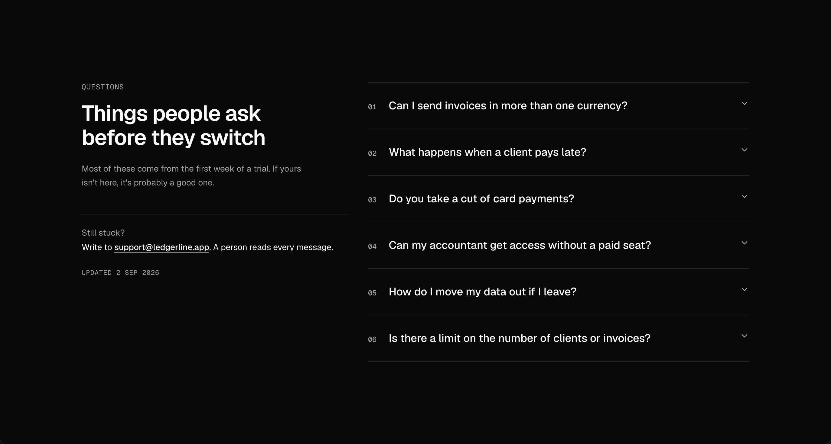 FAQ block preview