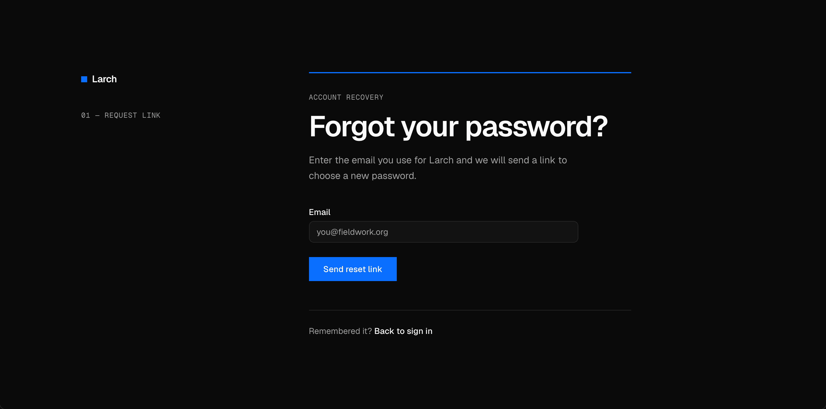 Forgot Password block preview