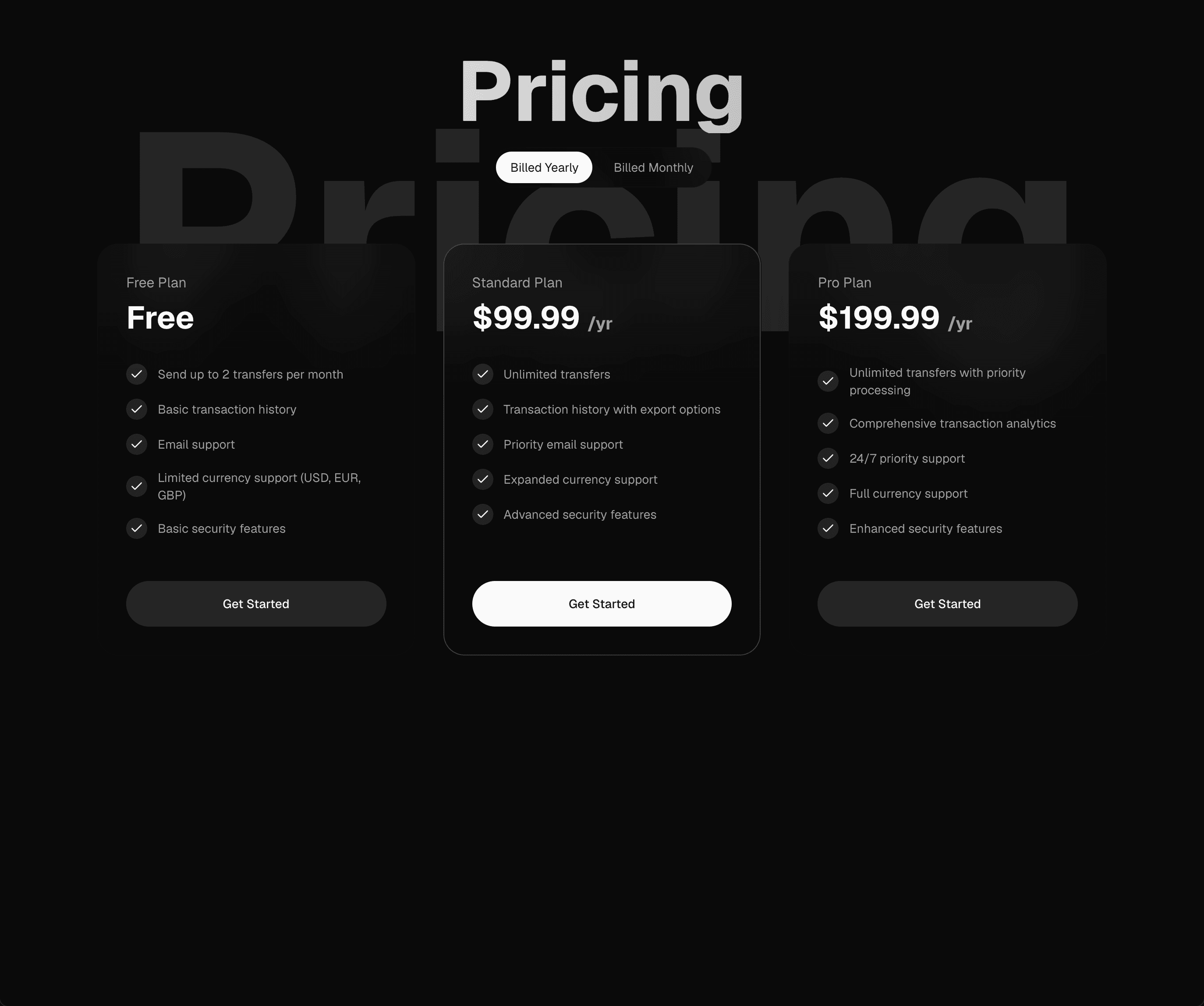 Pricing block preview